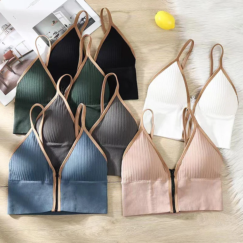 Sexy bezšvové podprsenky pre ženy Polded Underwear Backless Bralette Sleep Top Camis Wireless Fitness zips podprsenka spodná bielizeň