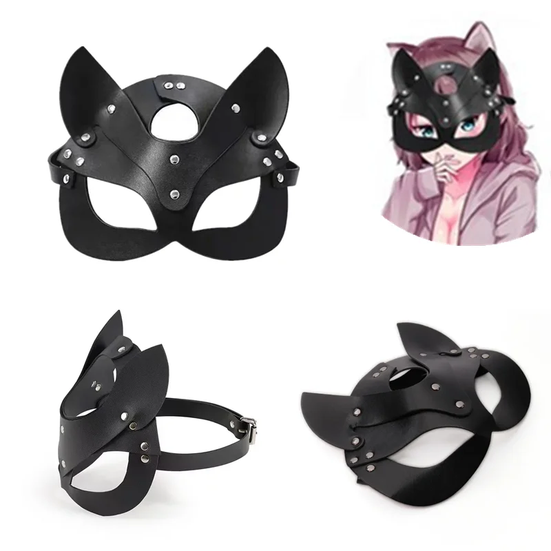 Sexy Cat Selina Kyle Čierna maska ​​Bruce Wayne Cosplay kostým hlavy hlavy Fox Eye Mask Face Shield Leather Dance Party