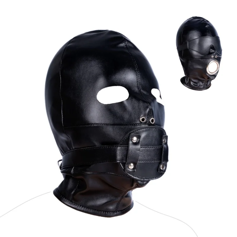 Sexy cosplay maska ​​fetiš pu koža plná tvár maskovaná kapucňa pre dospelých Ženy Men Halloween Party hry čierne záhadné pokrývky hlavy