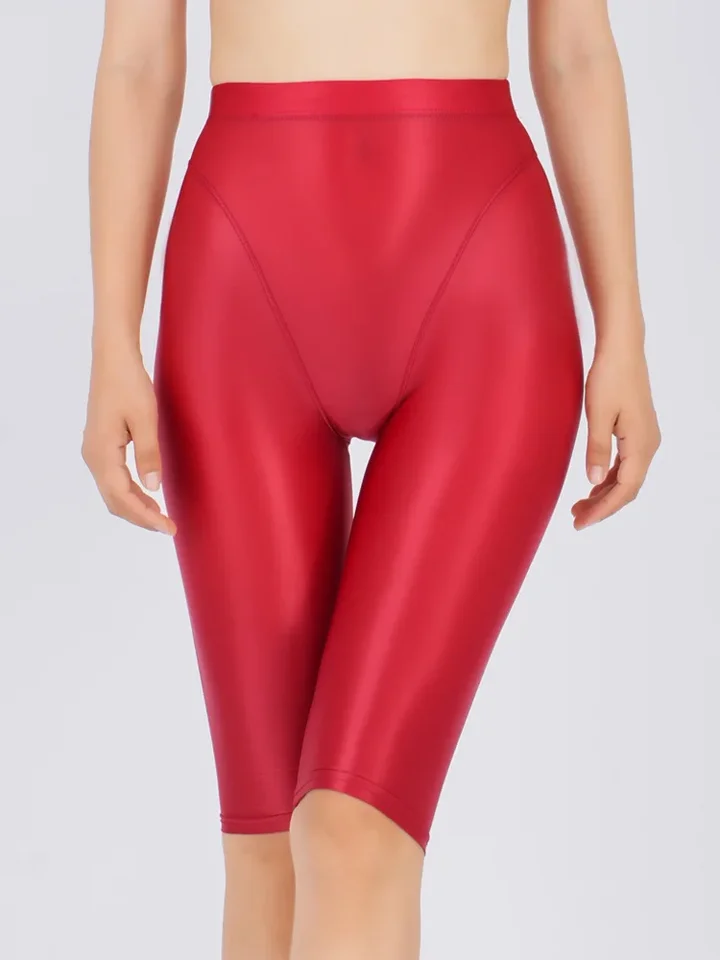 Sexy dievča Hot Shorts Oil lesklé lesklé lesklé elastické polo priehľadné príležitostné príležitostné neformálne plus pevné jogy kraťas