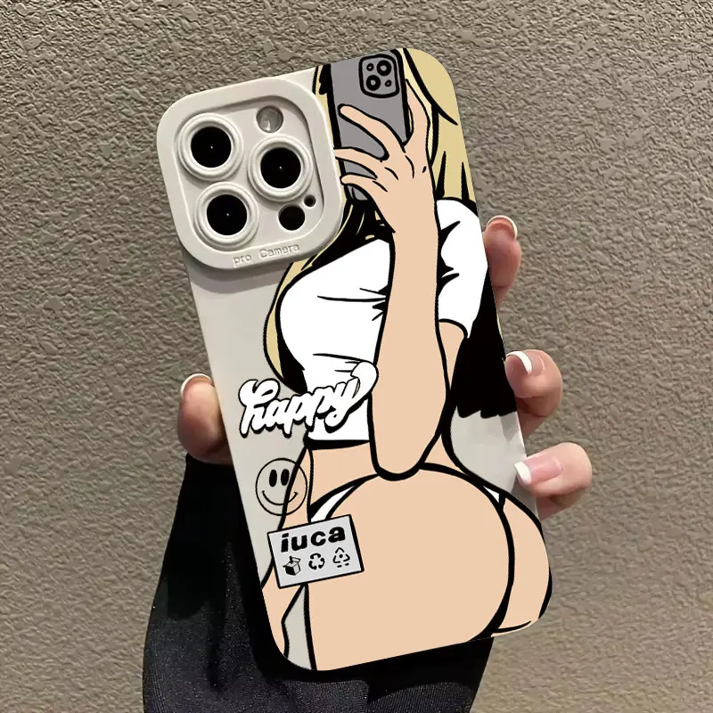 Sexy dievča silikónový telefón pre iPhone 15 Pro Max 16 14 13 12 11 Pro Max Mini 7 8 Plus x XS XR SE 2022