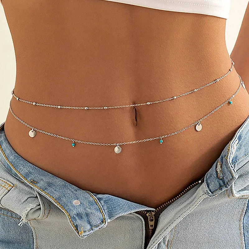 Sexy dvojitý tenký reťazec Dámsky retiazka Dámsky pás očarujúca motýľ z nehrdzavejúcej ocele letná pláž Bikini Body šperky