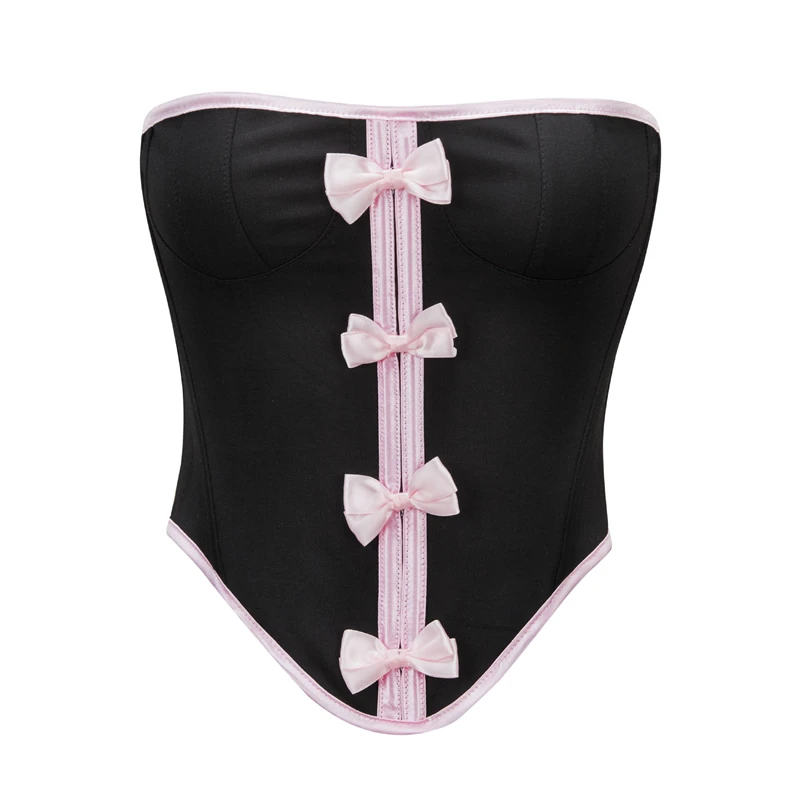 Sexy dámska korzet gotická ružová bustier plodina top spodná bielizeň vintage čierne šnurovanie tela shaper srdebusta korzety baskické