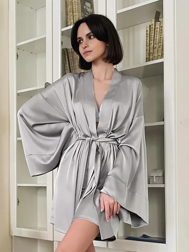 Sexy dámske dressové šaty županu župan župan župan Žena Čierne voľné šaty Ženy dámske nočné odevy v krku s SASHES 2022