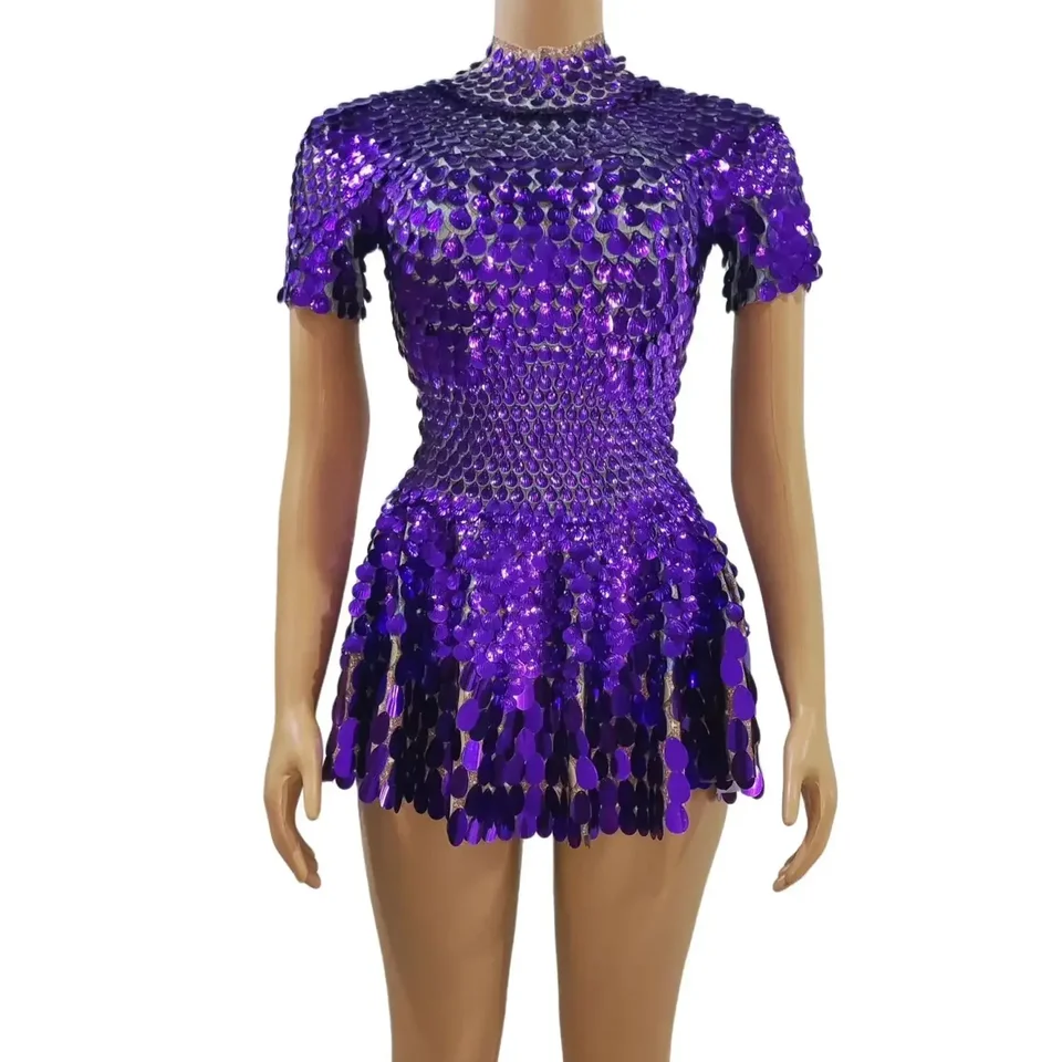 Sexy fialové tanečné kostýmy Rave outfit Women Performance Performance Dance Wear Wear Carnival Clothing Latinské šaty Jinsique