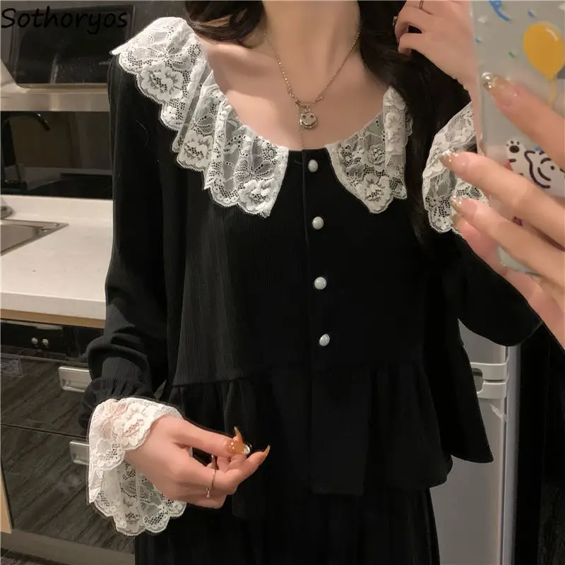 Sexy gentle ins populárne pyžamové sady Ženy čierna čipka Patchwork nočná jednoduchá mäkká jemná ponuka single retro retro vonkajšie nočné oblečenie