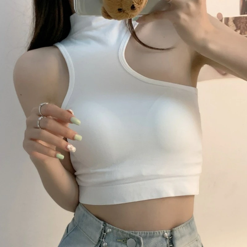 Sexy jedno ramenné vrcholy Tops bez rukávov Tričko Tops topy