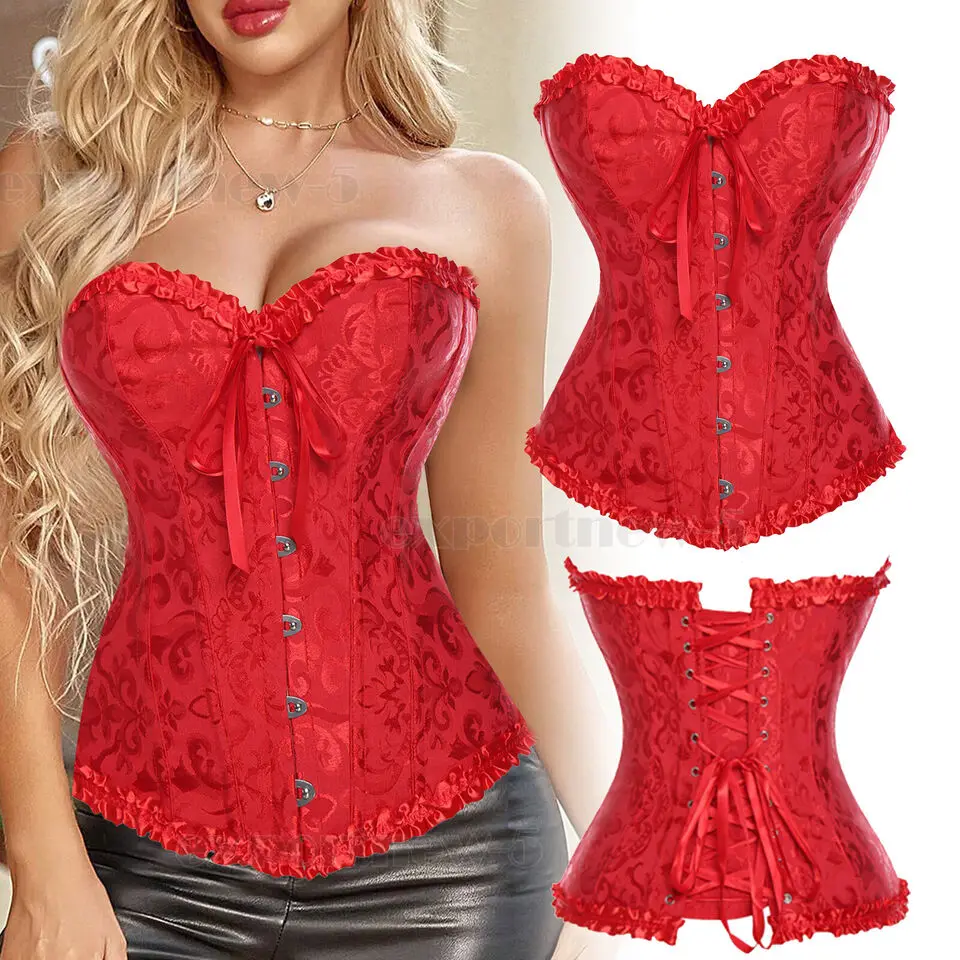 Sexy korzet pre ženy šnurované vynesené bustier Bustier Bustier BodyShaper Top vianočné vianočné ženské halloweenské kostýmy S-3XL