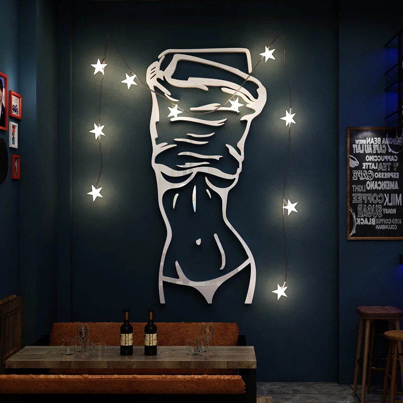 Sexy krása akrylové zrkadlové nálepky na stenu pre bar KTV nástenná maľba obývacia izba pozadie stena kreatívna dekorácia domácich výzdob
