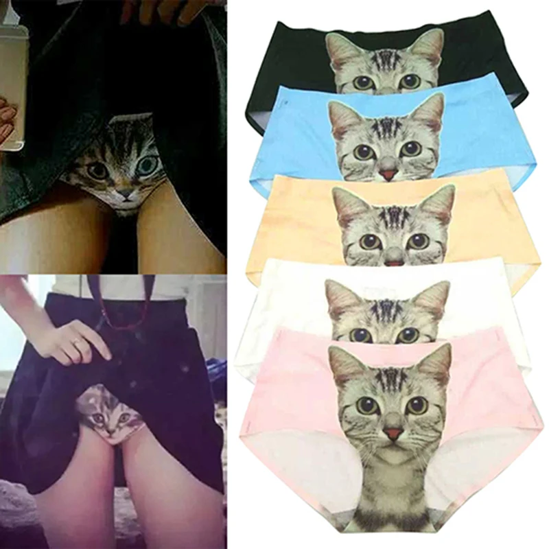 Sexy kundičky nohavičky dámske nohavičky anti vyprázdnené mačka meow hviezda mačka spodná bielizeň