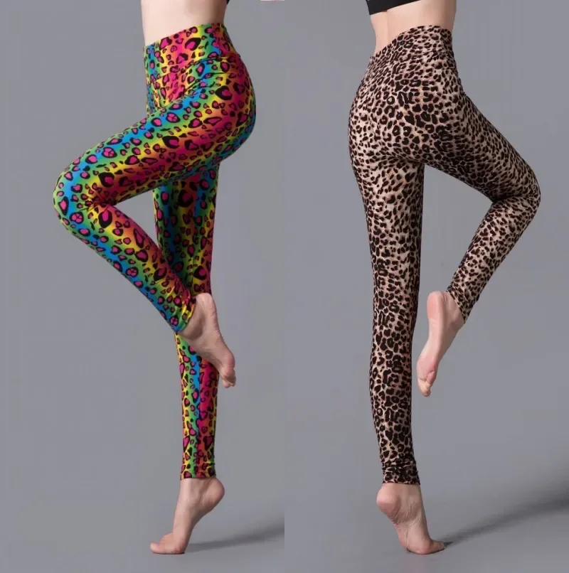 Sexy leopardové legíny Ženy bezšvové štíhle legíny Športové fitness bežecké nohavice Vysoký pás bedrového zdvíhania módne elastické pančuchy