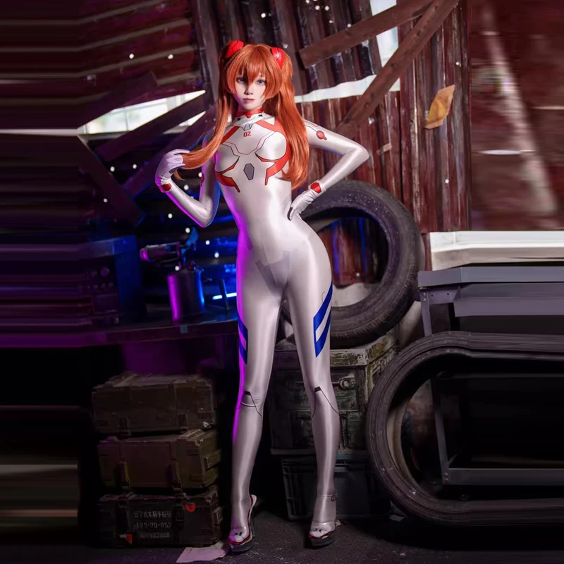 Sexy lesklé mastné pančucháče New Century Gospel Warrior Cosplay kostým hladké obleky pre ženy pre ženy Romper bojuje proti japonskému anime