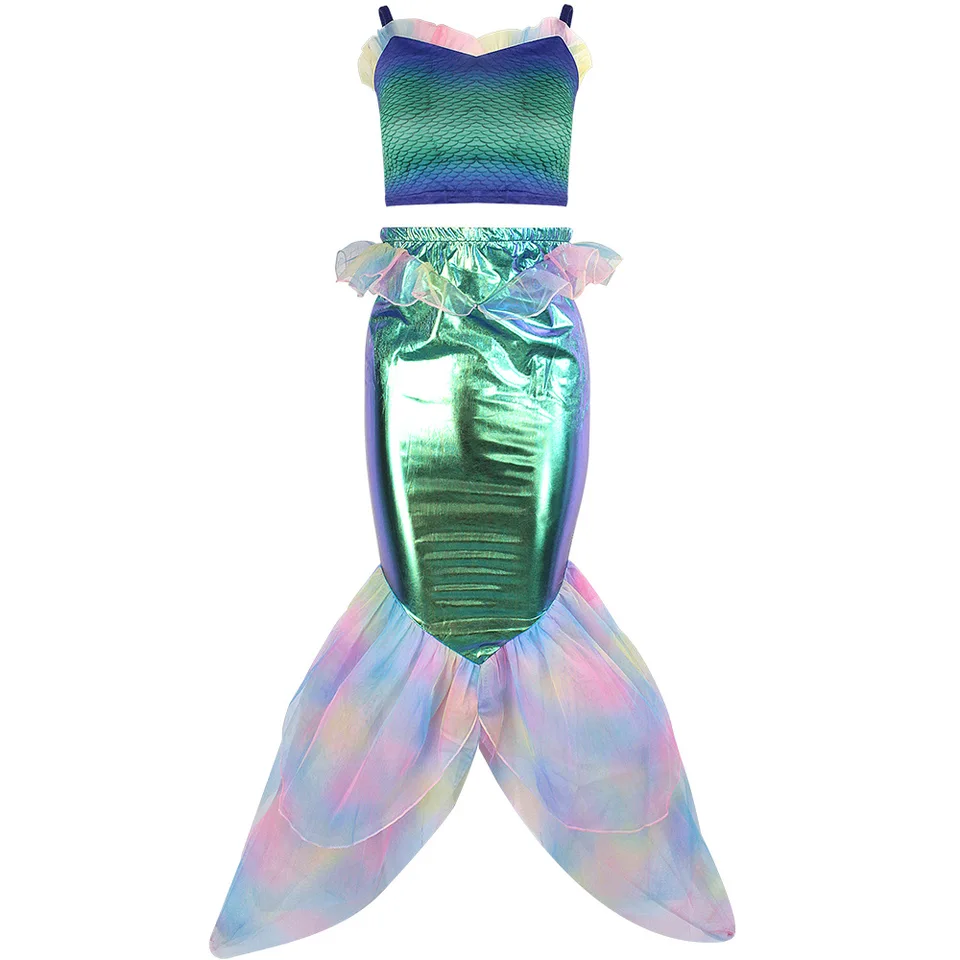 Sexy malá morská panna kostýmy Ženy Lace Patchwork Slip Mermaid Tail Maxi sukne set anime ariel cosplay princezná šaty halloween