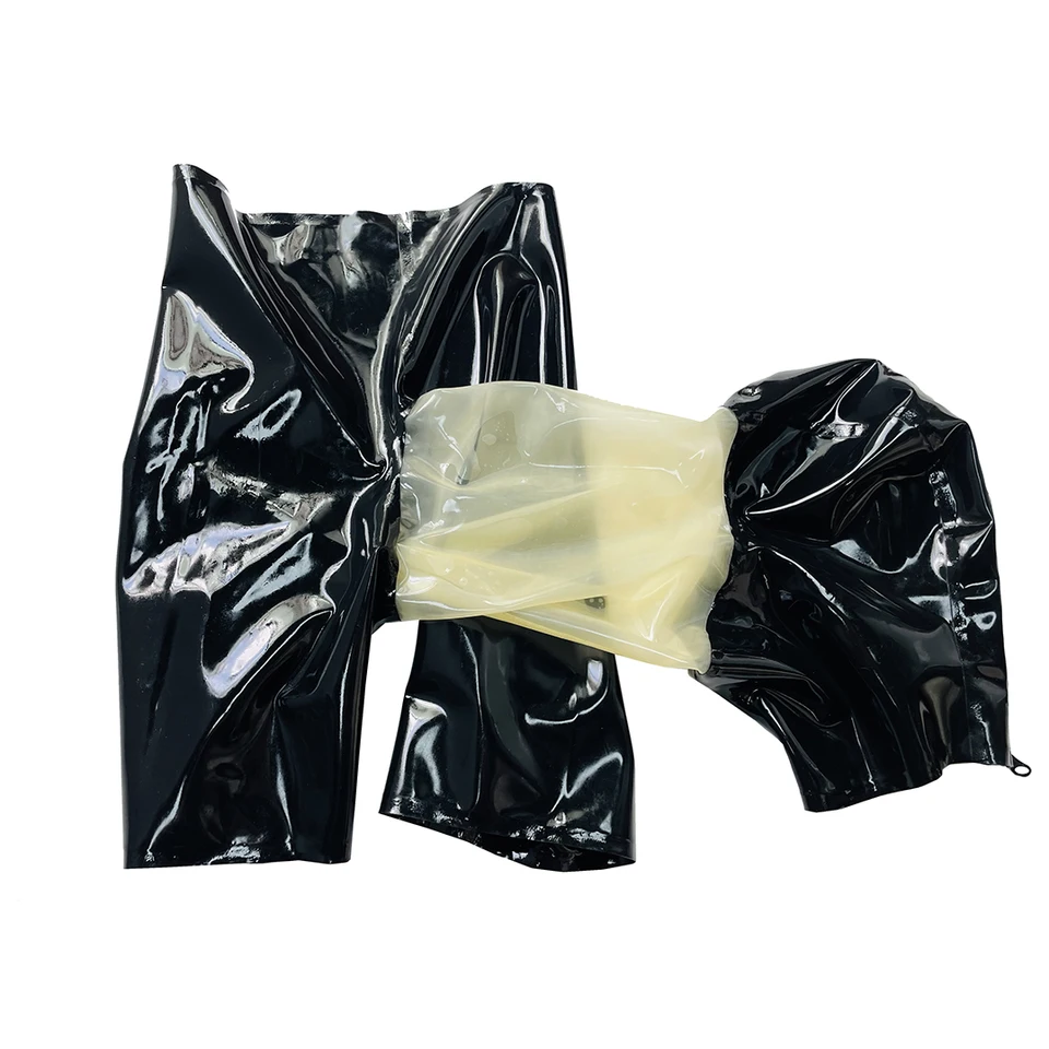 Sexy Mans Black Latex Gummi Thorss s maskou pripevnenou gumovými fetišovými spodkami a ručne vyrobenými kapucňami S-LPM143