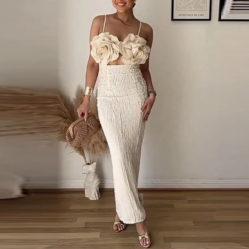 Sexy mimo ramena duté štíhle dlhé šaty Ženy Elegantné kvetinové patchwork Slid Party Dress 2025 Príčinné rukávy bez rukávov bedrové šaty