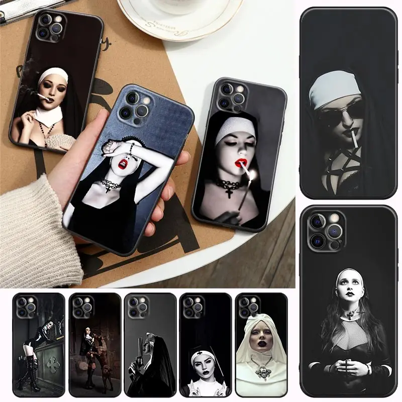 Sexy mníška Girl Lady pre iPhone 15 Pro Max Case pre Apple iPhone