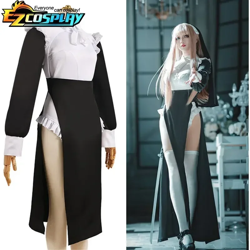 Sexy mníšky Originálny dizajn cosplay chowbie uniforma čierne sexy šaty xs-3xl nadmorské halloweenske kostýmy biele dlhé parochne pre ženy