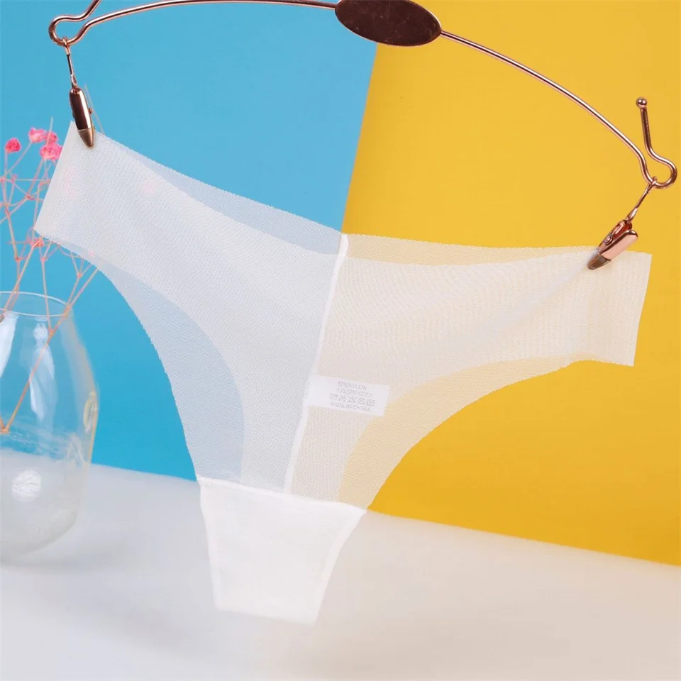 Sexy mriežkové čipkové nohavičky Transparentné bavlnené rozkroky Ženy tangé, bezšvové nízko vzostupné nohavičky, ktoré vidia cez brazílske dievčatá G-String