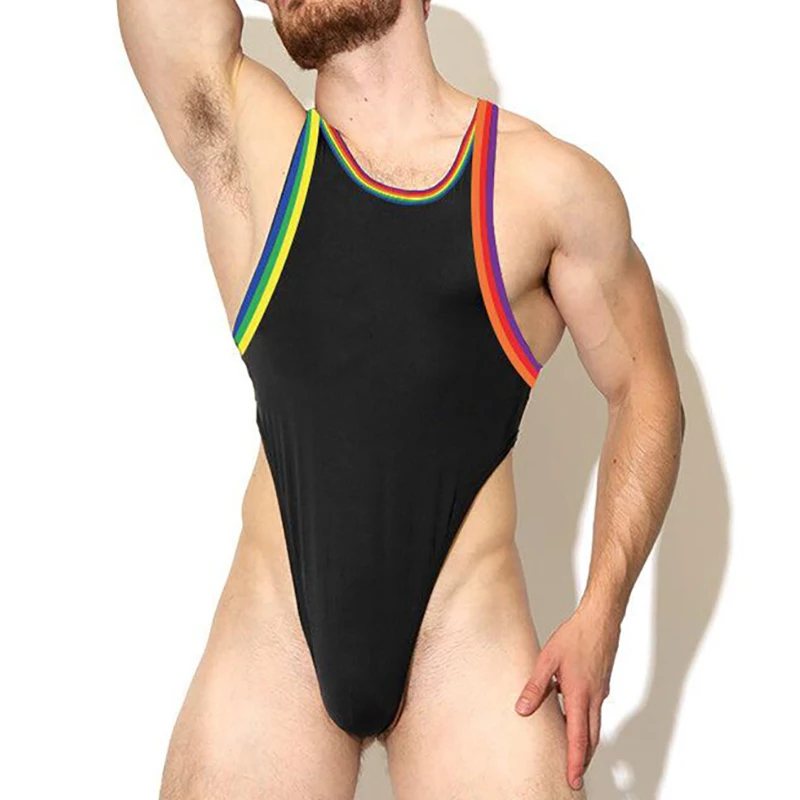 Sexy muži podradené prívesky Erotické TA-back gay jednodielne nohavičky BodySuits Wrestling Singlet Fitness Striedičky Cvičenie spodná bielizeň