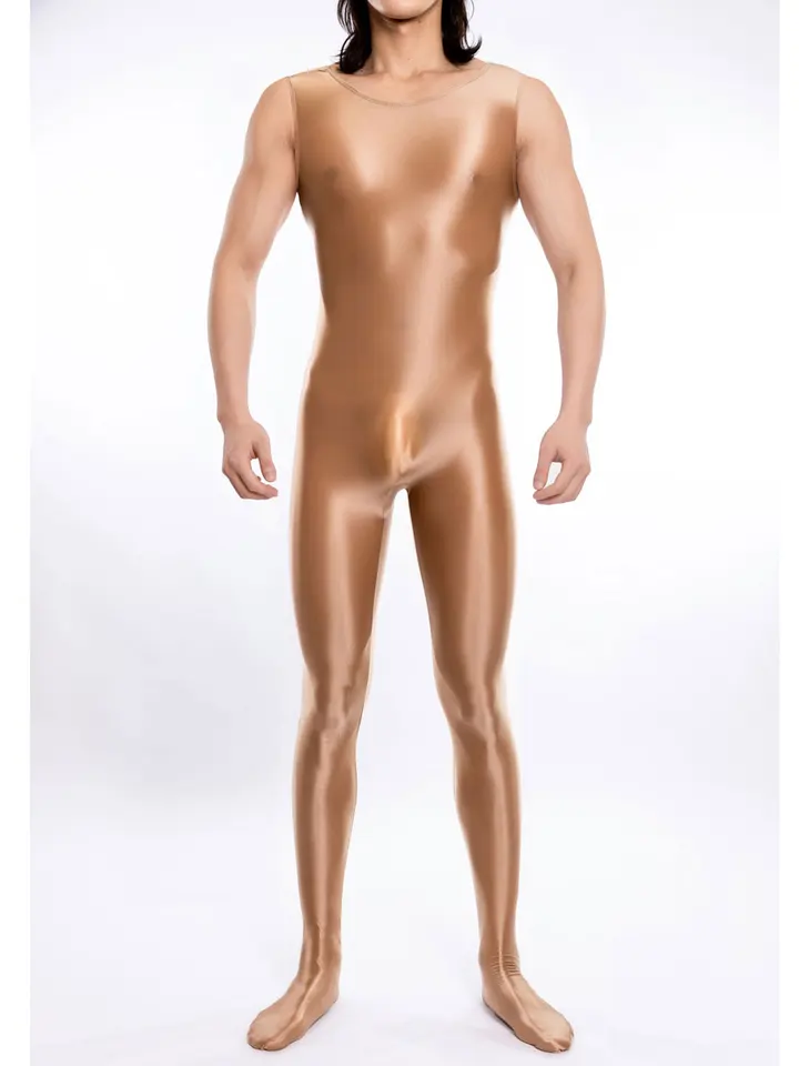Sexy olej lesklý lesklý tvarový bodyit vysoko elastické pančuchy Unitard Fitness Cant
