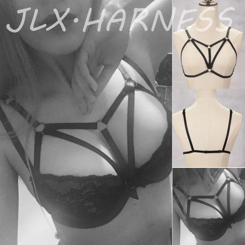 Sexy otroctvo postroj fetiš opotrebovanie tela klietka podprsenka otvorený postroj na hrudník podprsenka harajuku štýl tela postrojový pásik Ženy plodina Top Bodysuit