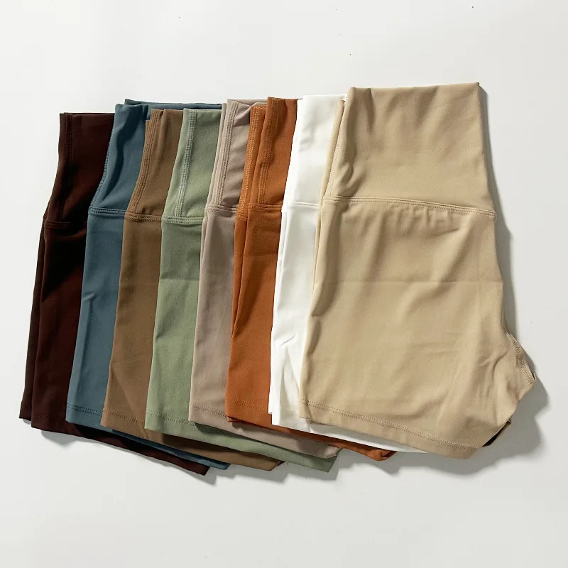 Sexy plná farba mäkká tesná dámska fitness šport Short High Apas Yoga Krátke legíny cyklovanie komplexný tréning jogg atletic