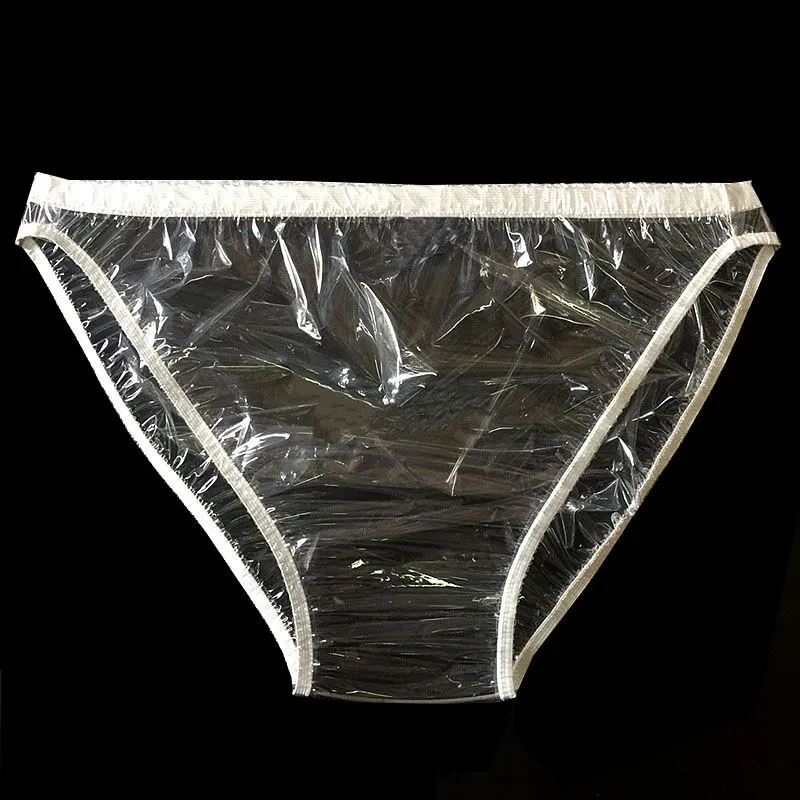 Sexy priehľadné PVC plastové spodky hladké tiché mäkké mäkké vodotesné nepremokavé úniky s nízkym páovým briefami pár erotické nohavičky