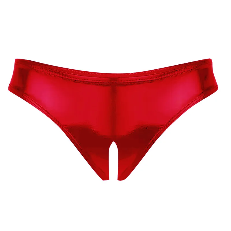 Sexy PVC kožené otvorené rozkrokové nohavičky ženské spodné prádlo dámske spodná bielizeň Rave Dance Clubwear pól Dance nočné kluby nohavičky