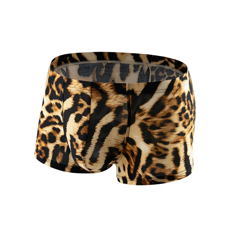 Sexy pánske boxerky spodná bielizeň leopardový vzor s nízkym pásom mäkké boxery spodná bielizeň spodná bielizeň spodná bielizeň