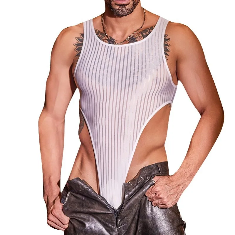 Sexy pánske kombinézy bez rukávov bez rukávov Stripe svitania priedušných sochov