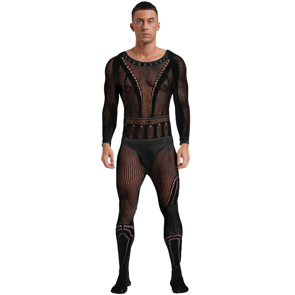 Sexy pánske mikro rybárske kombinézy homosexuálov celotelové telo tela Pozrite sa cez Unitard pre zábavu lákavé spodné prádlo spánok