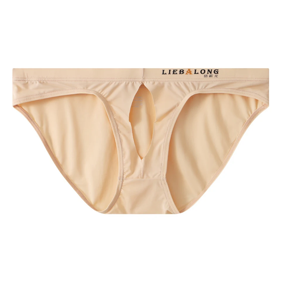 Sexy pánske spodné prádlo ľadové hodvábne tanga tanga Tanda Otvorené predné diery bikiny Bikini Priedušné spodné prádlo Mužské nízko vzostupné vrecko Underpants
