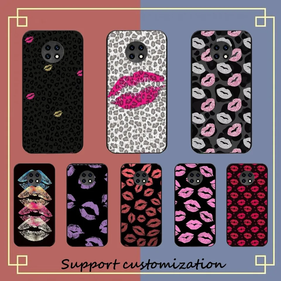Sexy ružová pery bozk leopard tlače pre puzdro pre Samsung S 20 22 23 23 Plus Ultra for Redmi Note 8 9 10 11 pre huawei y 5 6 9