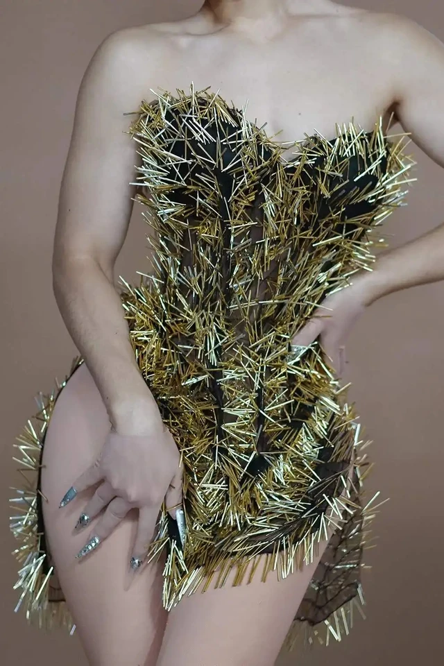 Sexy show Las Vegas Luxury Party narodeniny Queen Evening Even Even Five Wear Gold Nivets Dám