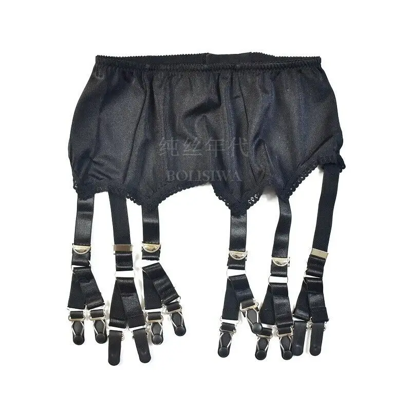 Sexy sieťoviny vintage hi-wauové kovy podväzkový opasok 6 remienkov 12 klipov Suspender (S ~ xxl）