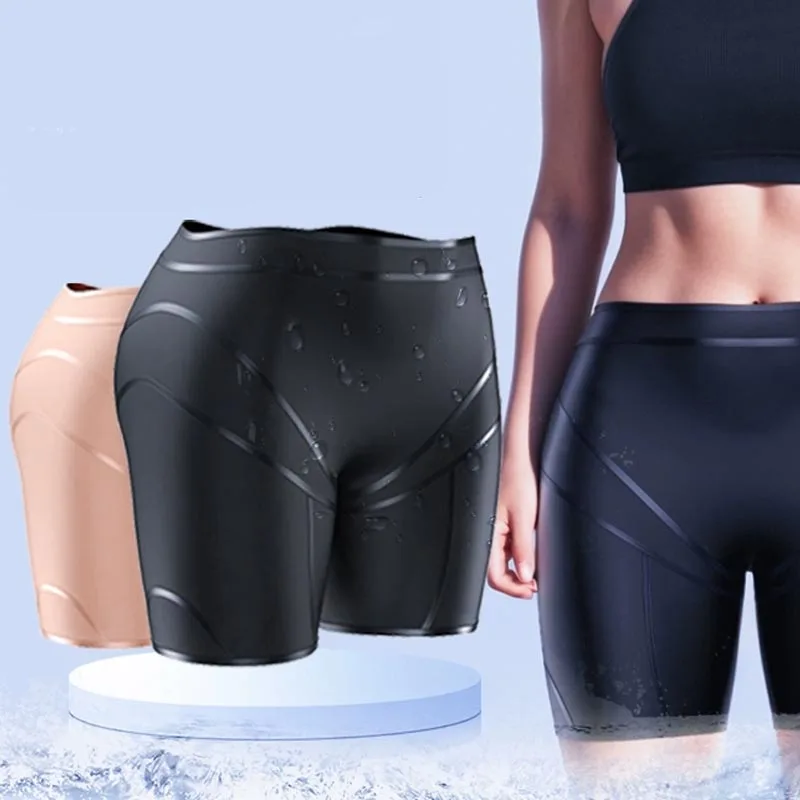 Sexy silikónový boxer kraťasy jednodielne ženy mäkké elastické tesné nohavice s nízkym pásom nepremokavé netesné nohavičky súkromné ​​bezpečnostné nohavičky