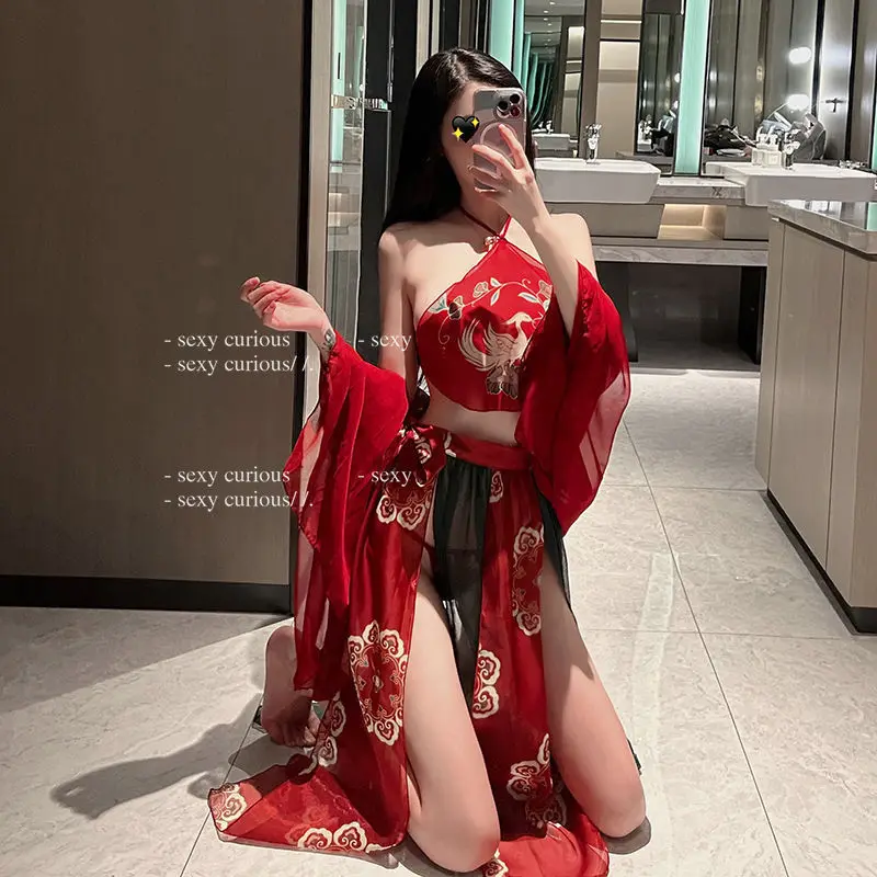 Sexy spodné prádlo Čínske elegantné klasické tanečné dievča kostým erotický palác Hanfu Temptation Dance Han kostým cosplay princezná