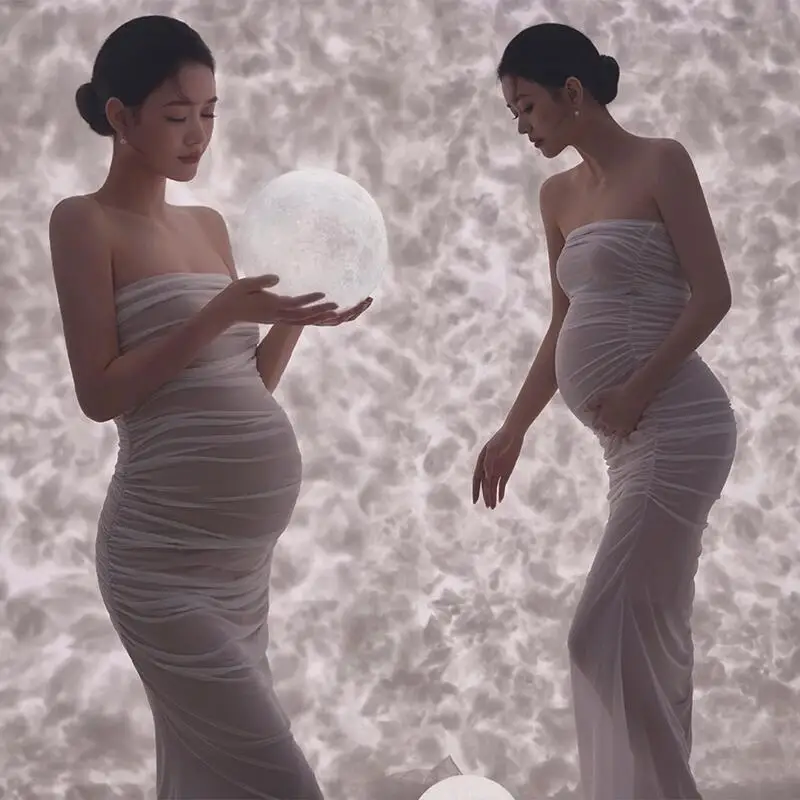 Sexy tehotné ženy Photography rekvizity šaty biele z ramena bábätko šaty materské fotenie