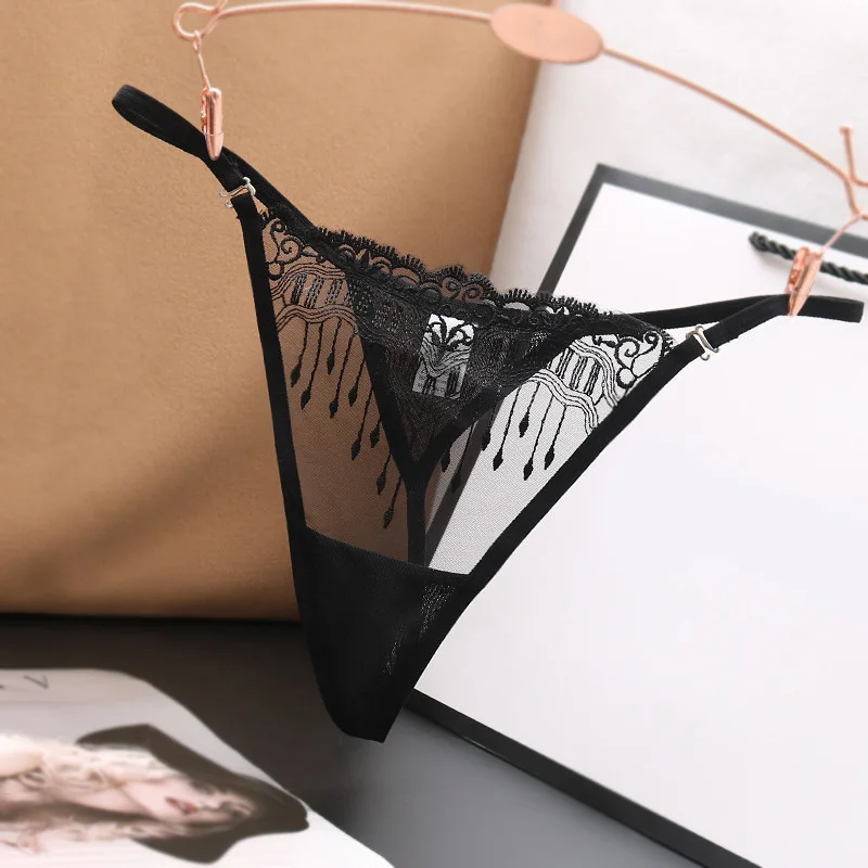 Sexy čipky tangé ženy g struny nohavičky Transparentné spodné prádlo dámske nohavičky Lingere pod spodkom