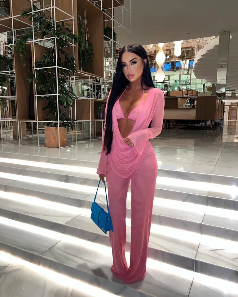 Sexy číry sieť Solid 3 -Peting Set Women Lace Up podprsenka s dlhým rukávom kryt