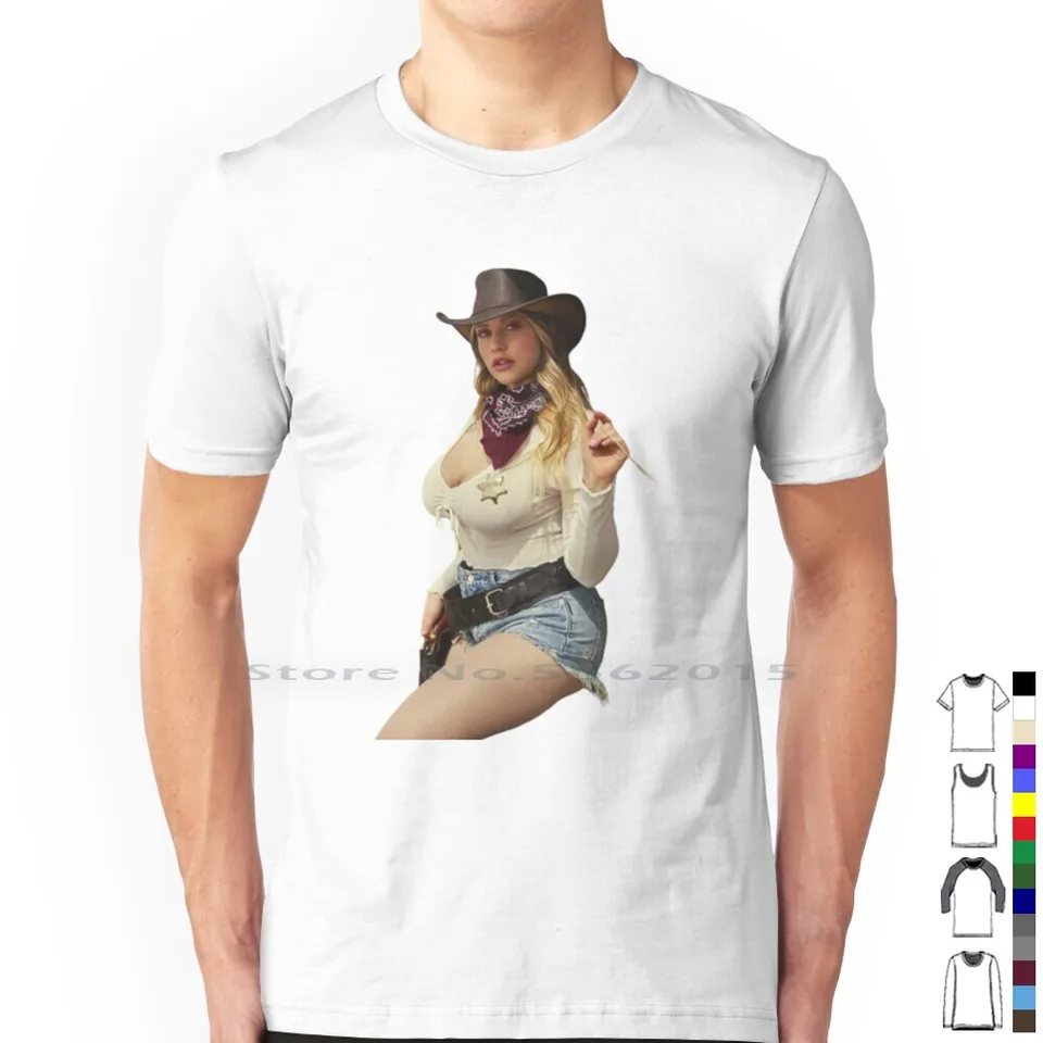 Sexy šerif Mia Malkova Gunslinger Onlyfans Hq T tričko 100% bavlna Mia Khalifa Sasha Gray Big Boobs Sexy Busty Big Rits