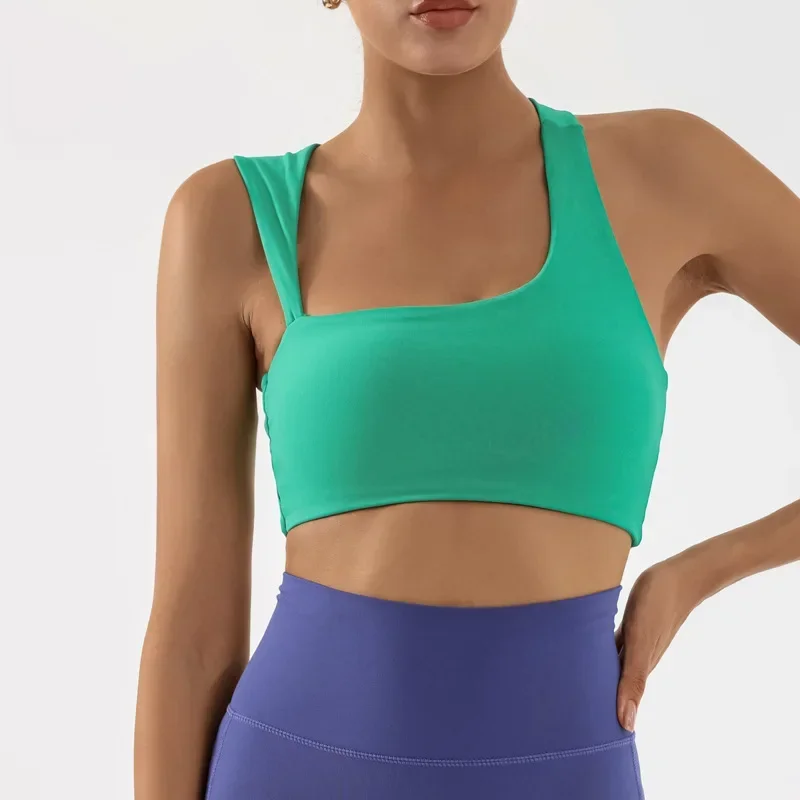 Sexy športová podprsenka Jedno rameno jogy podprsenka Odnímateľná športová krása Back Fitness Training Outwear