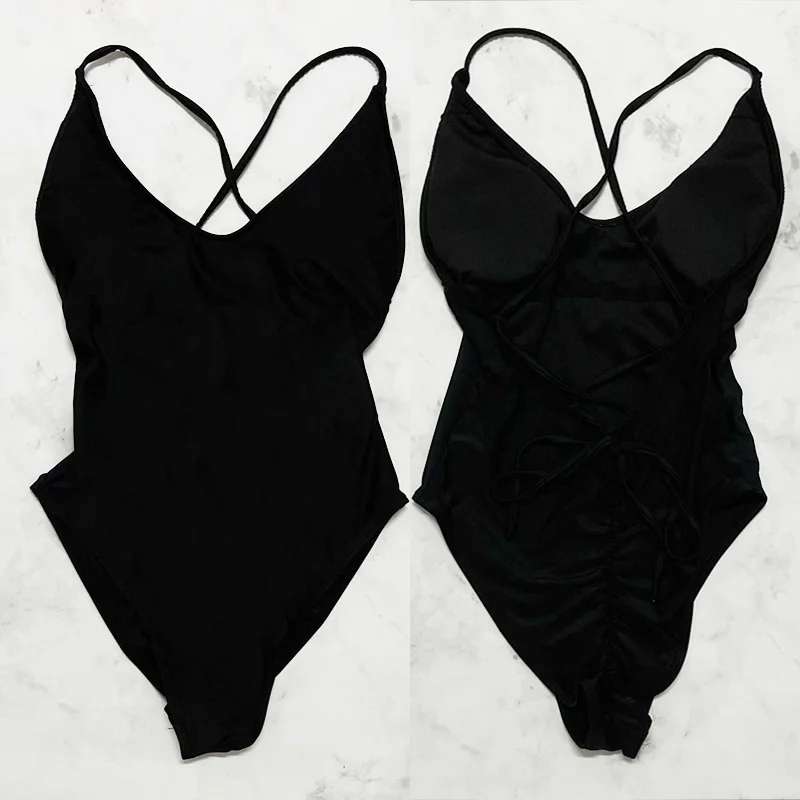 Sexy ženské plavky s hrudnou podložkou 1-dielna plavky Ženy Monokini Bandage Swimming Suit S-3xl Pink Black Push Up Plauning Suits