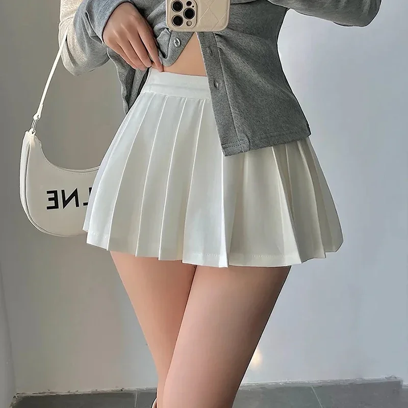 Sexy ženy mini sukne Kórejské módne streetwear a line sukne letný pás s vysokým pásom všetky zápasy skladané sukne nové