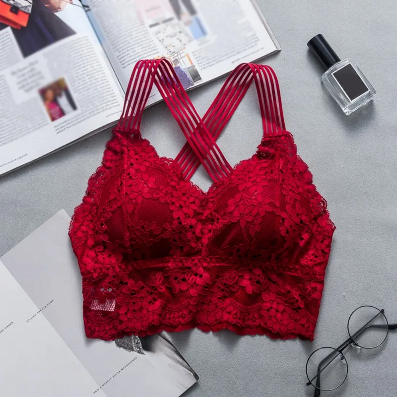 Sexy ženy čipkované popruhy podprsenky Tube Tops Módne kríž krása zadné nádrže spodná bielizeň