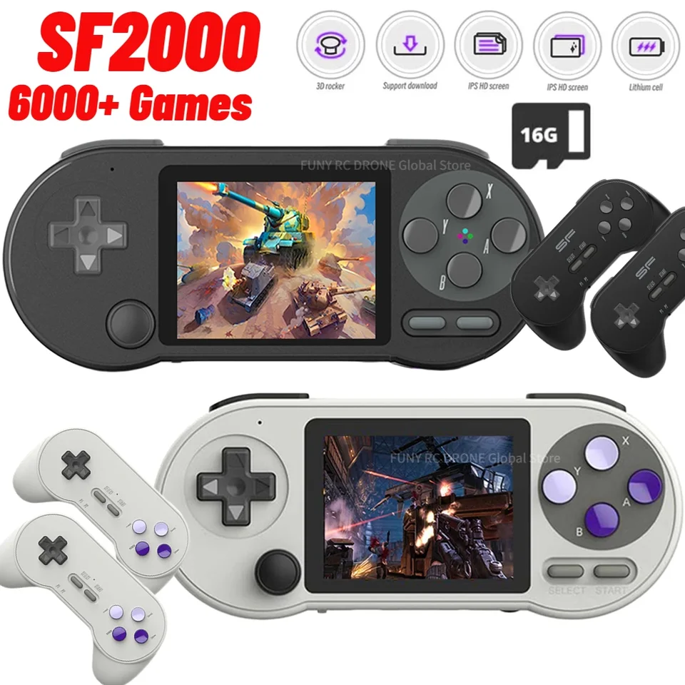 SF2000 Prenosná ručná herná konzola HD IPS Screen Screen Videohry Hráči vstavané