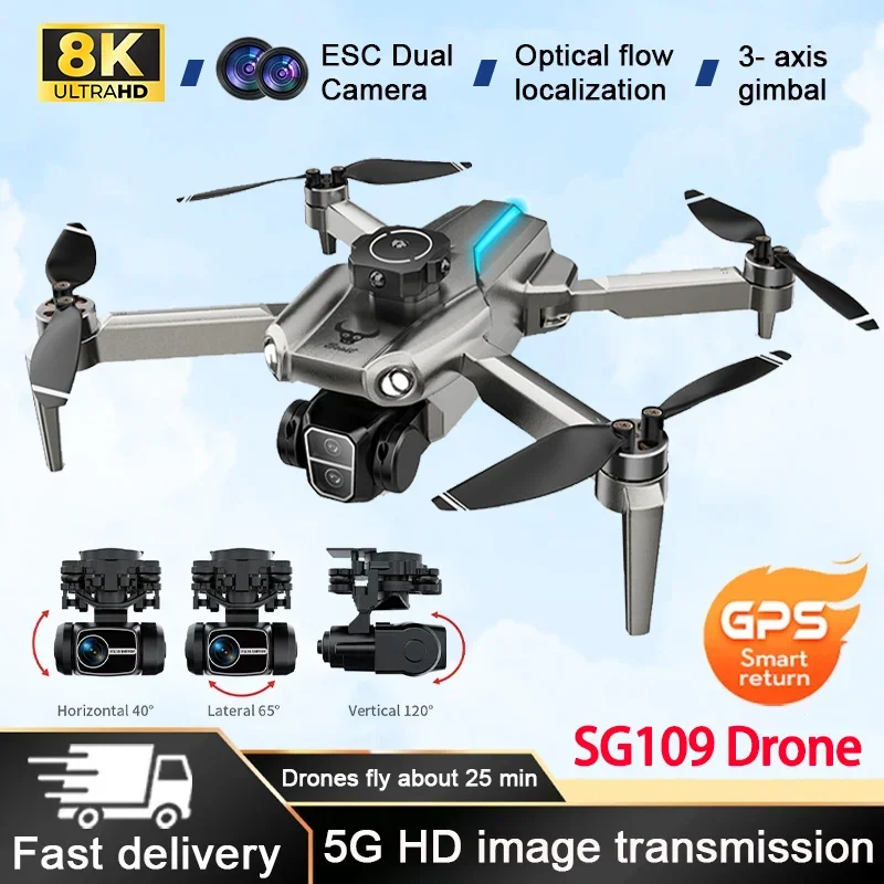 SG109 Pro Dron 8K Camera Optický prietok GPS OA Umiestnenie Aerial FPV širokouhlá streľba kefy bez kefky Detský darček pre detskú hračku