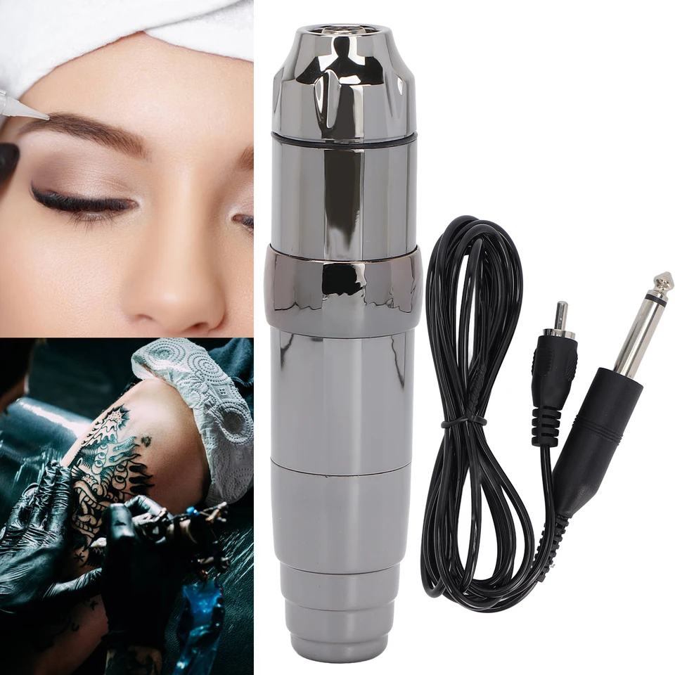 Shader Tattoo Motor Motor Tattoo Pen Profesionálne prenosné plastové oceľové tetovanie s klipovým káblom pre domáci salón (šedá)