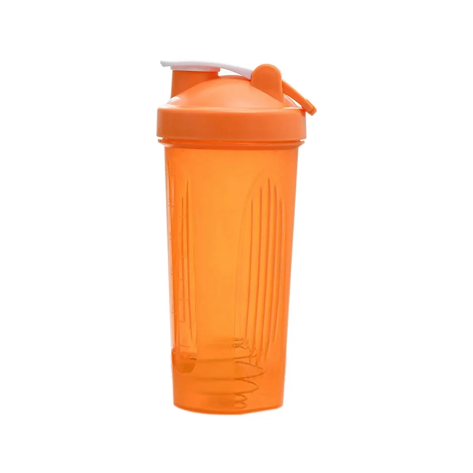 Shaker Cup Sports Prenosný pohodlný miešací pohár 600 ml plastových trestí fľaša dospelých Orange