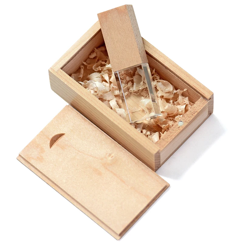 Shandov Creative Wooden and Crystal Pendrive 4 GB 32 GB Pen Drive 16 GB 64 GB USB Flash Drive Memory Stick Prispôsobené darčeky